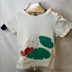 Baby Boden Red and White Short Sleeve Tee with Chameleon Design
